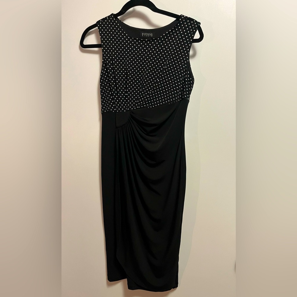 Enforcus Studio Black/white polka dot wrap dress size 4